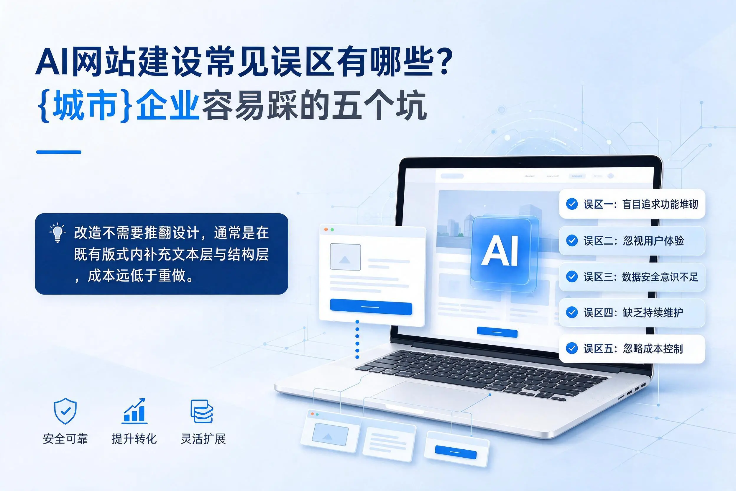AI网站建设常见误区有哪些？青岛企业容易踩的五个坑