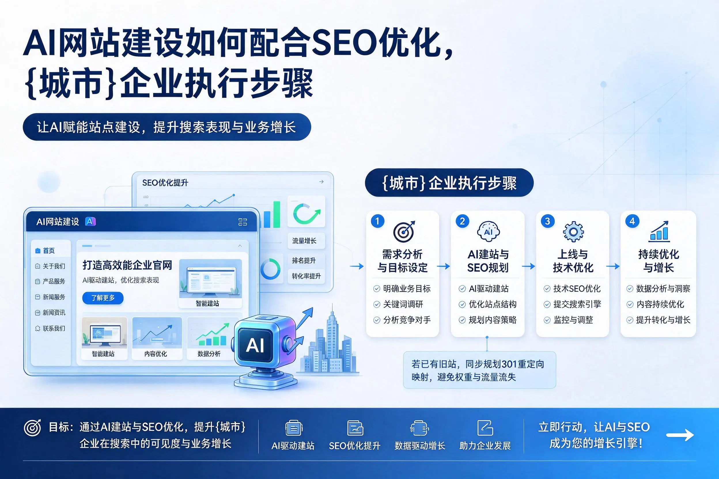 AI网站建设如何配合SEO优化，青岛企业执行步骤
