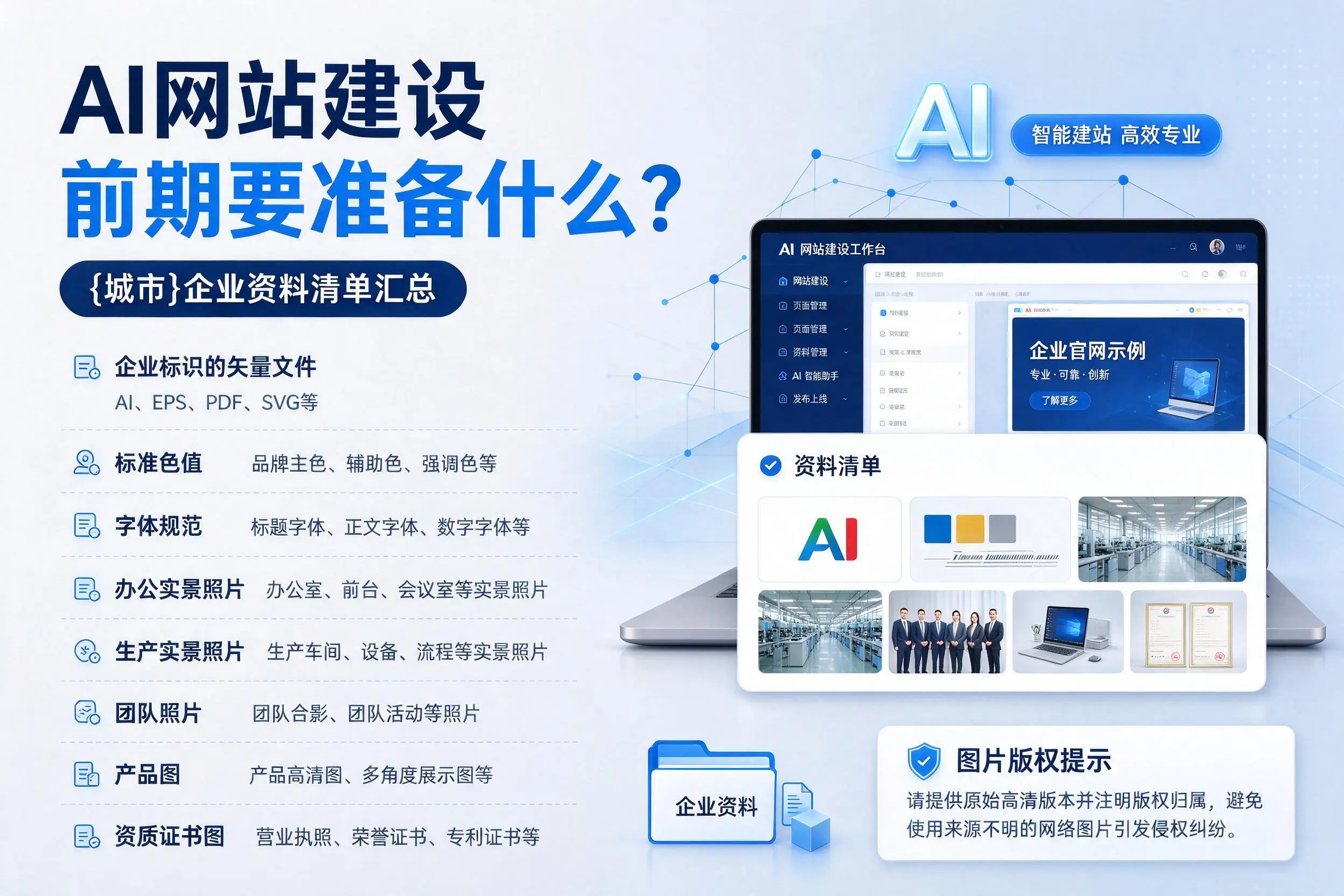 AI网站建设前期要准备什么?青岛企业资料清单汇总